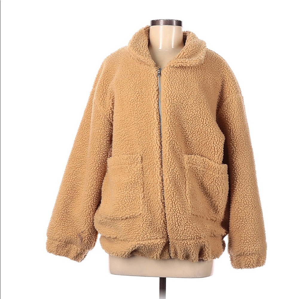 Zaful Brown Sherpa Teddy Jacket Accent Pocket Sz.L/8
